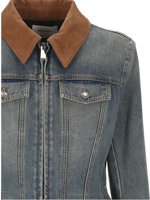 Denim jacket with peplum hem ALEXANDER MCQUEEN | 813538QMACV4315